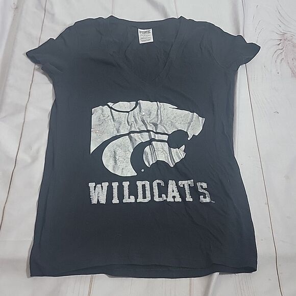 PINK by Victoria's Secret Kansas State State Black and Silver Tee EMAW - Picture 2 of 4